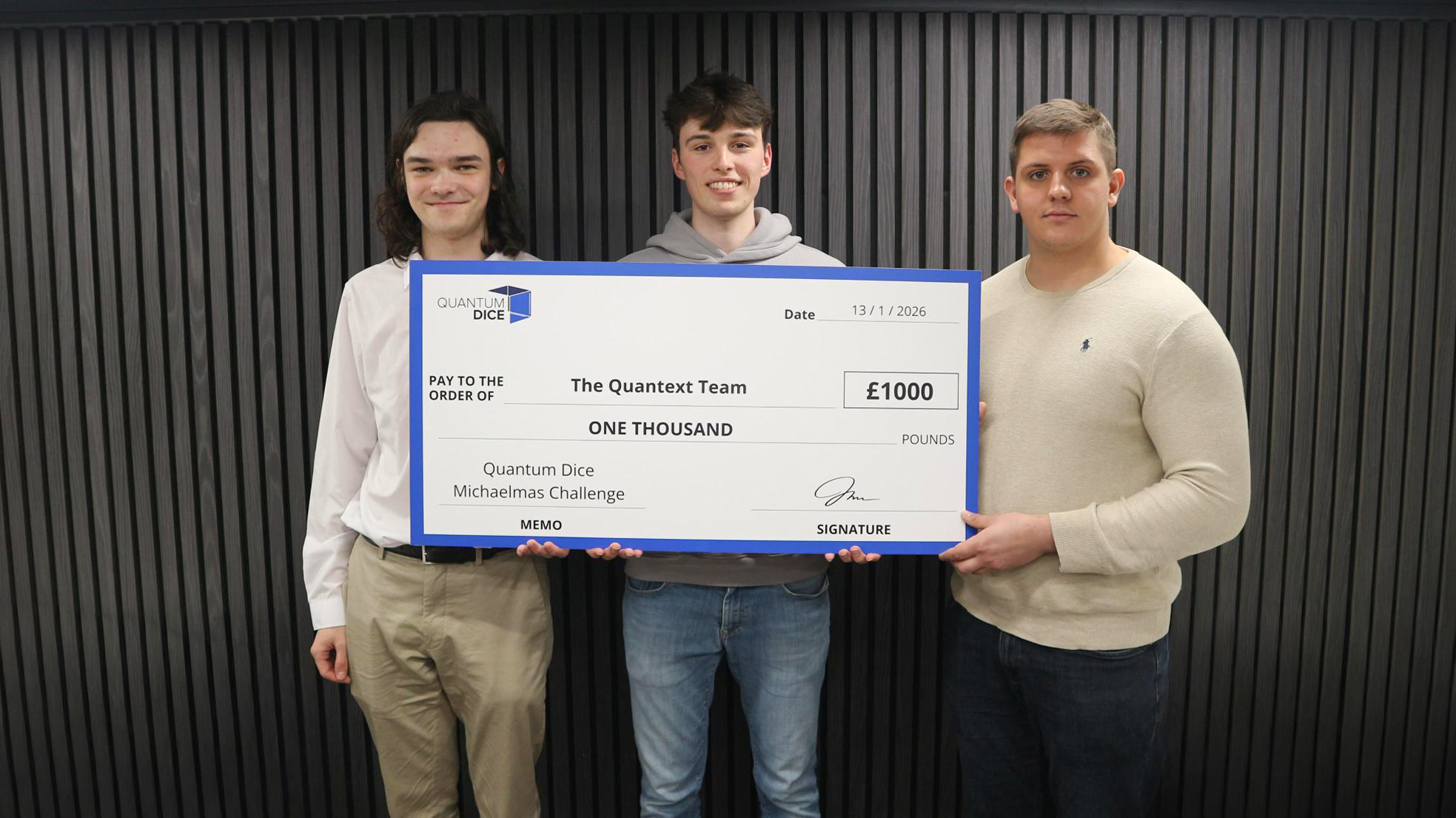 The Quantext Team with their prize cheque